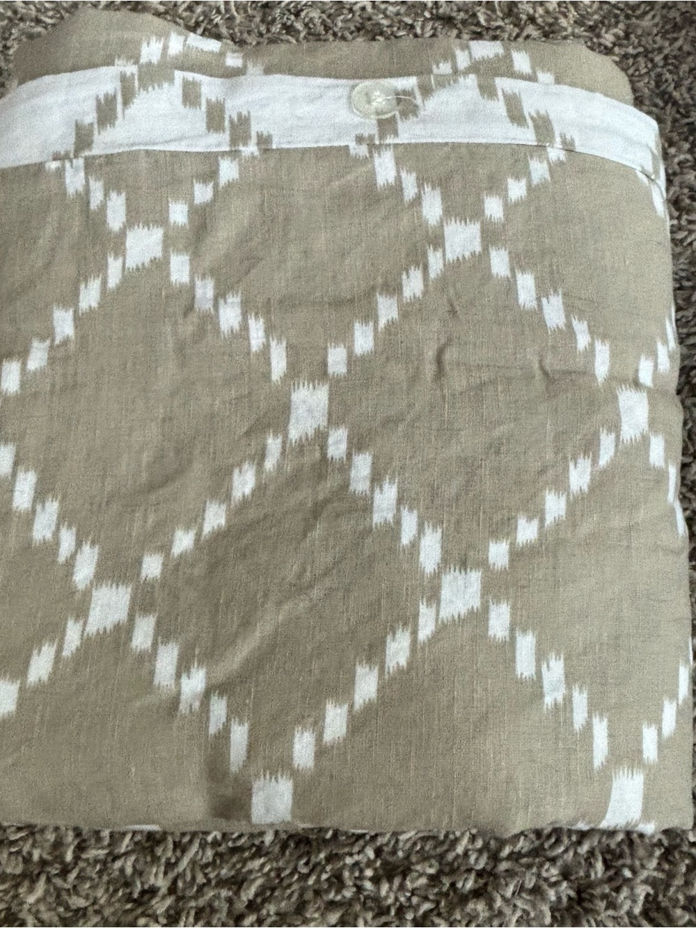 Neutral Beige and White Geometric Duvet cover and 2 pillows set linen cotton